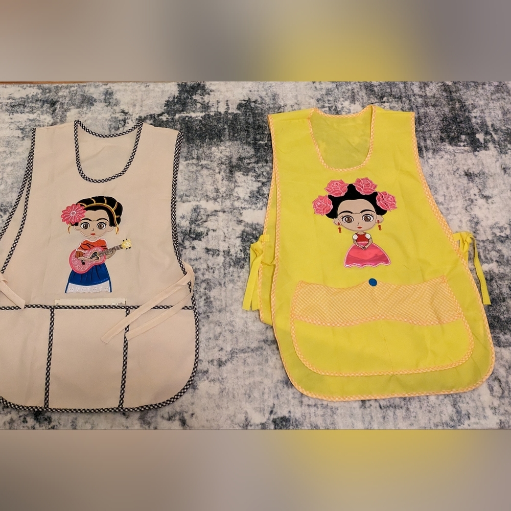 TWO Colorful Frida Kahlo Aprons